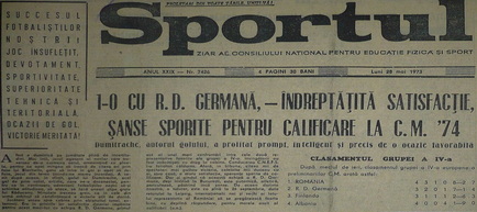 27 mai 1973, România - RDG 1-0