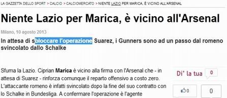 Gazzetta dello Sport: Ciprian Marica, spre Arsenal