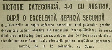 10 septembrie 1986, România - Austria 4-0