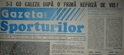 20 mai 1992, România - Ţara Galilor 5-1